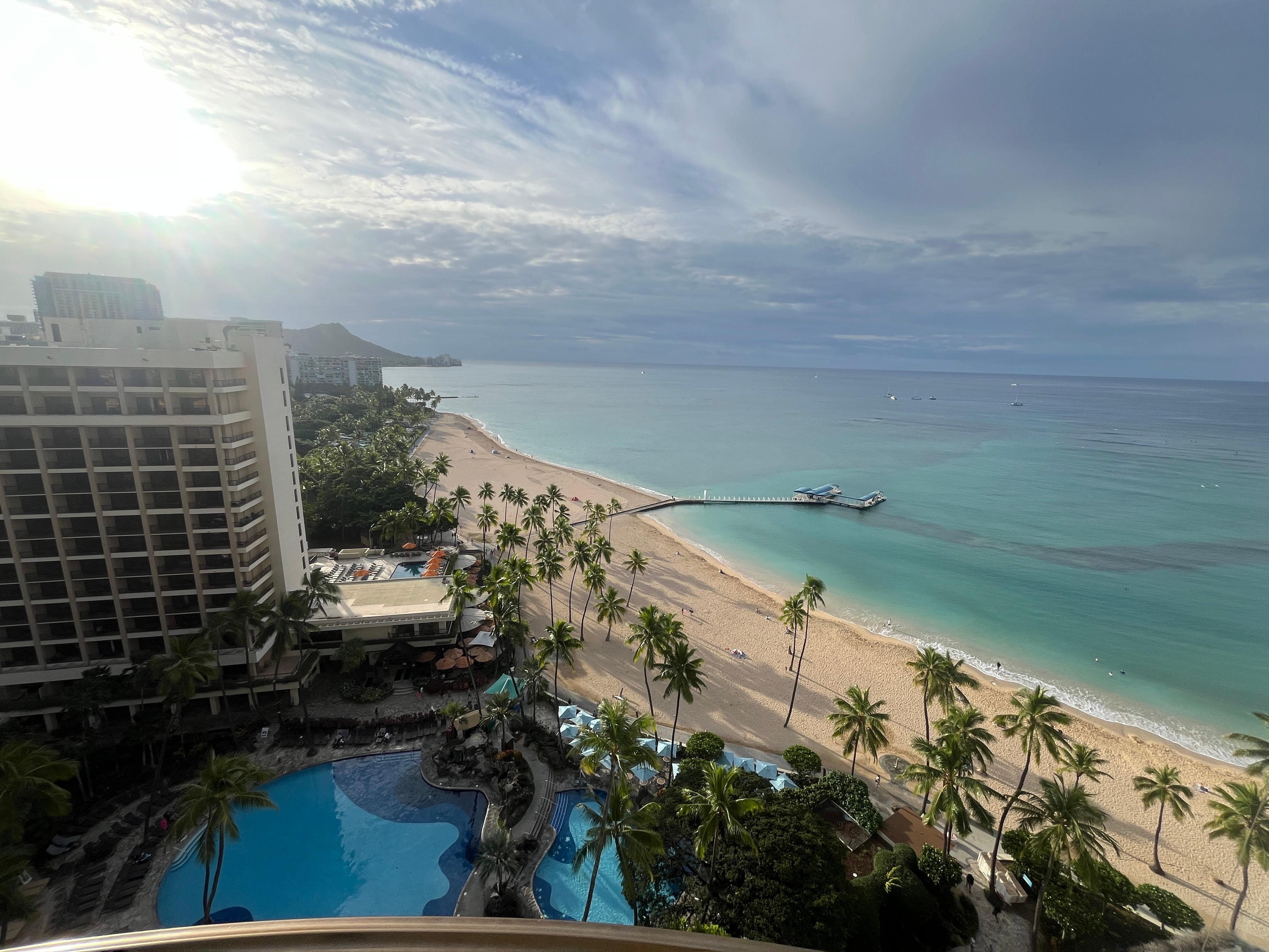 View from our balcony at the rainbow tower