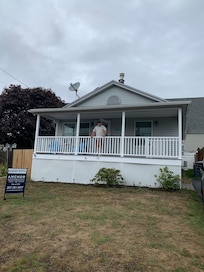 Enjoying one of the two outside areas