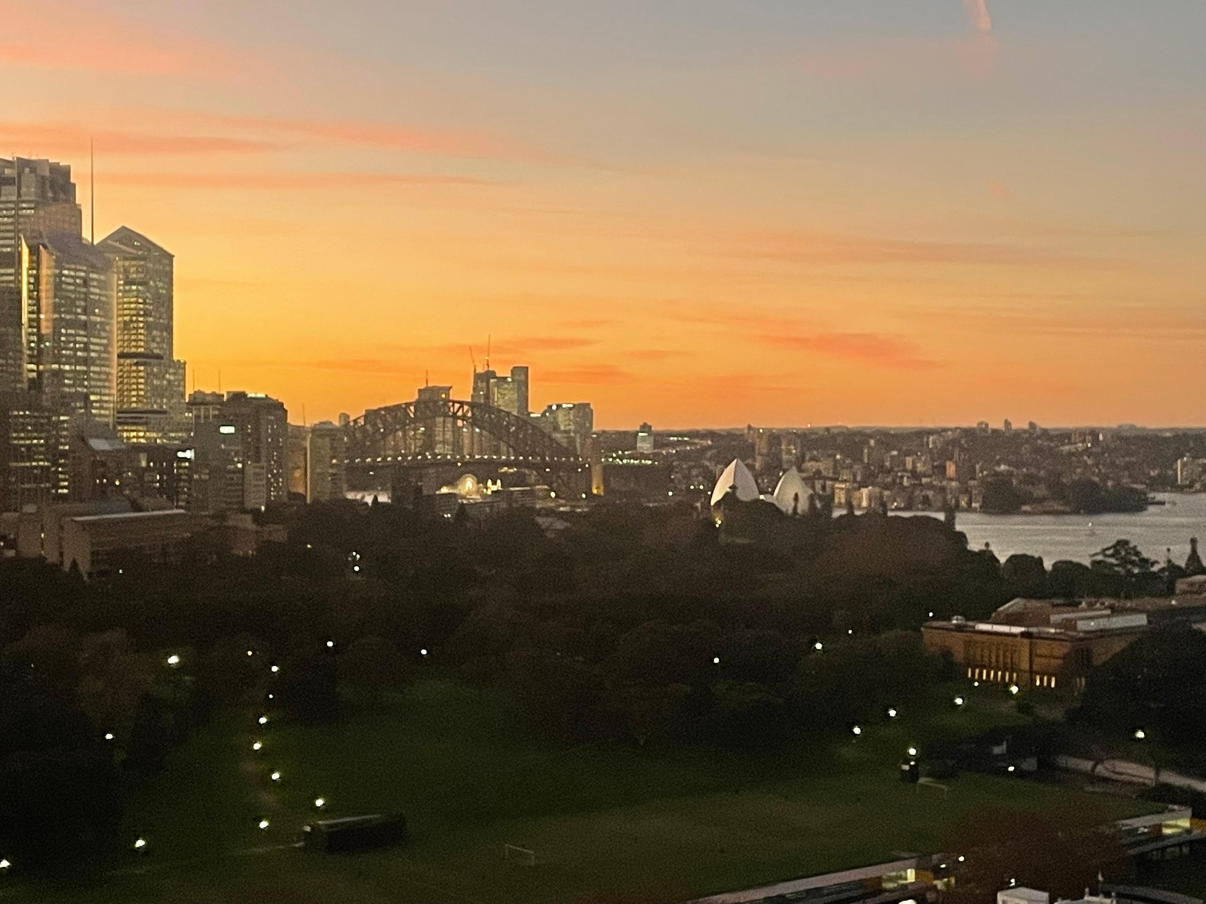 Sunrise from our room watching the Sydney bridge and the opera house!!!