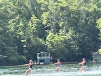 Granddaughters skiing
