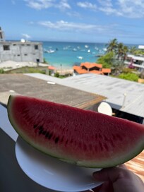 The view from the shared balcony absolutely amazing. You also have breakfast every day.