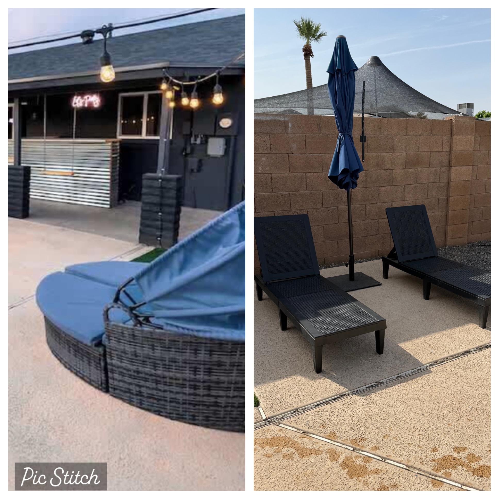 On the left we expected a comfortable couch area with shade. Instead there were these other chairs. 