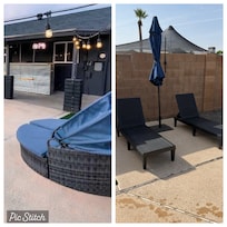 On the left we expected a comfortable couch area with shade. Instead there were these other chairs.