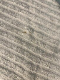 Linen on the bedding in the downstairs room with the balcony