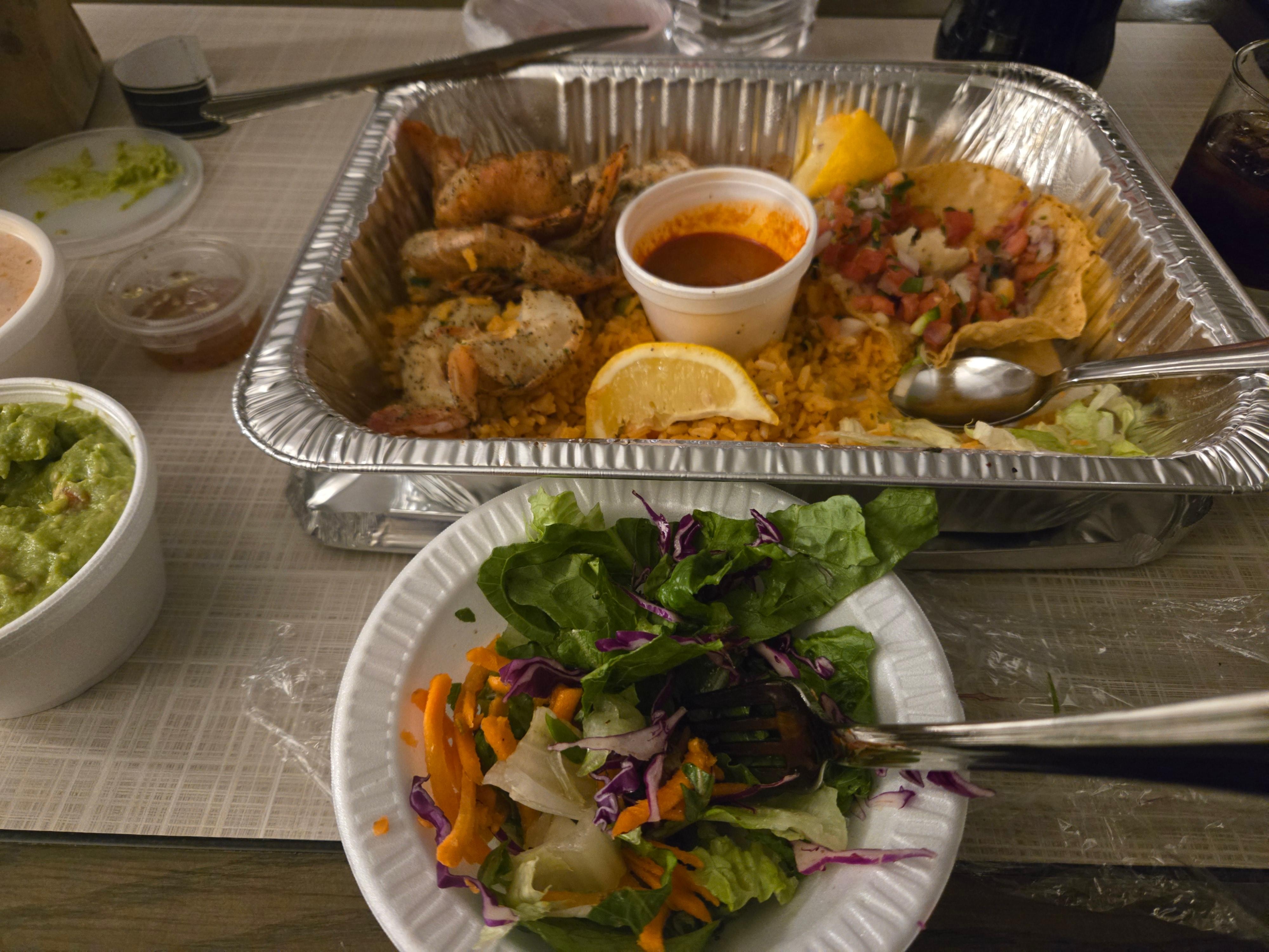 Dinner from local restaurant Maria's!! Awesome!! 