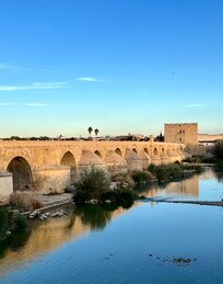 Roman bridge at sunset
