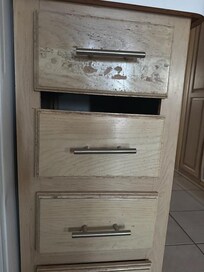 One of several broken cabinets