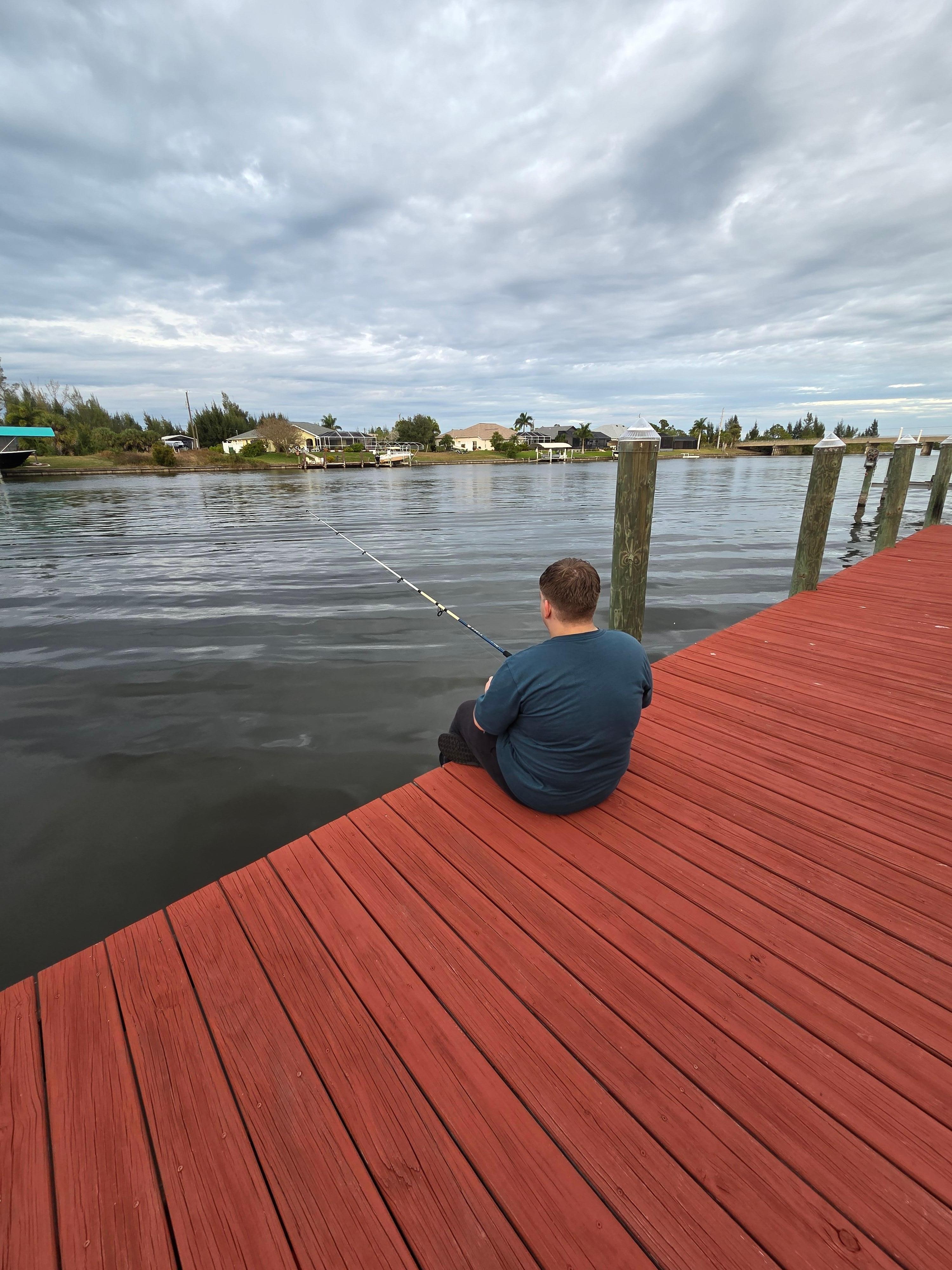 A little fishing from the boat dock