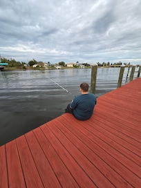 A little fishing from the boat dock