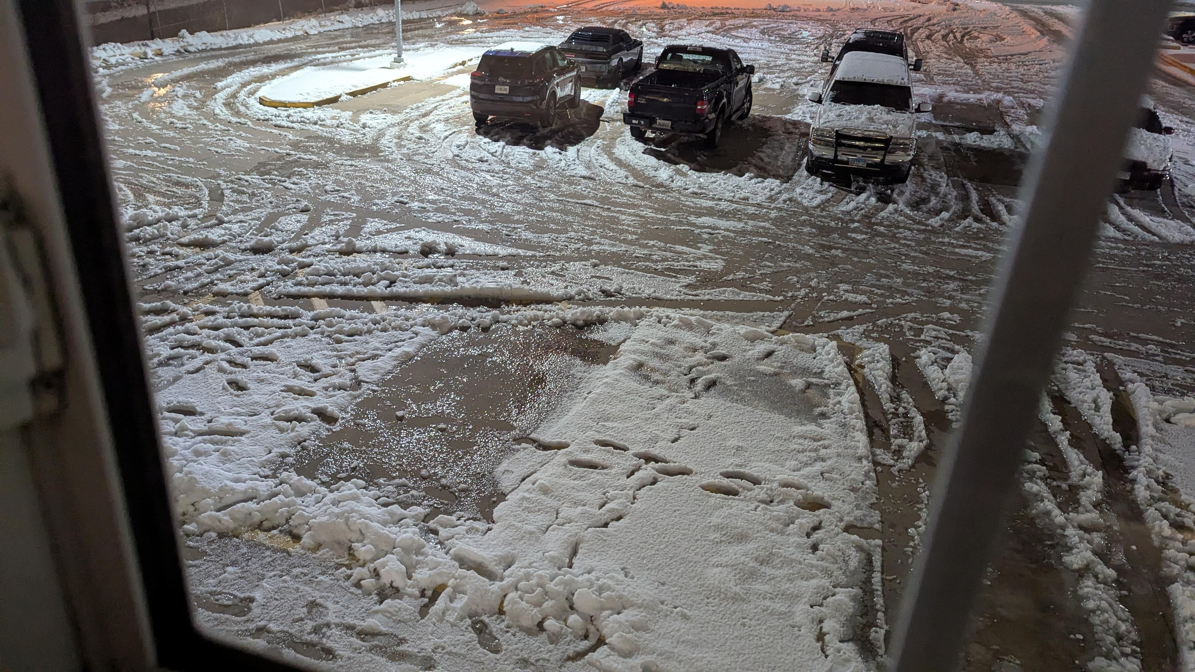 This is a picture of the un-maintained parking lot after the snow storm