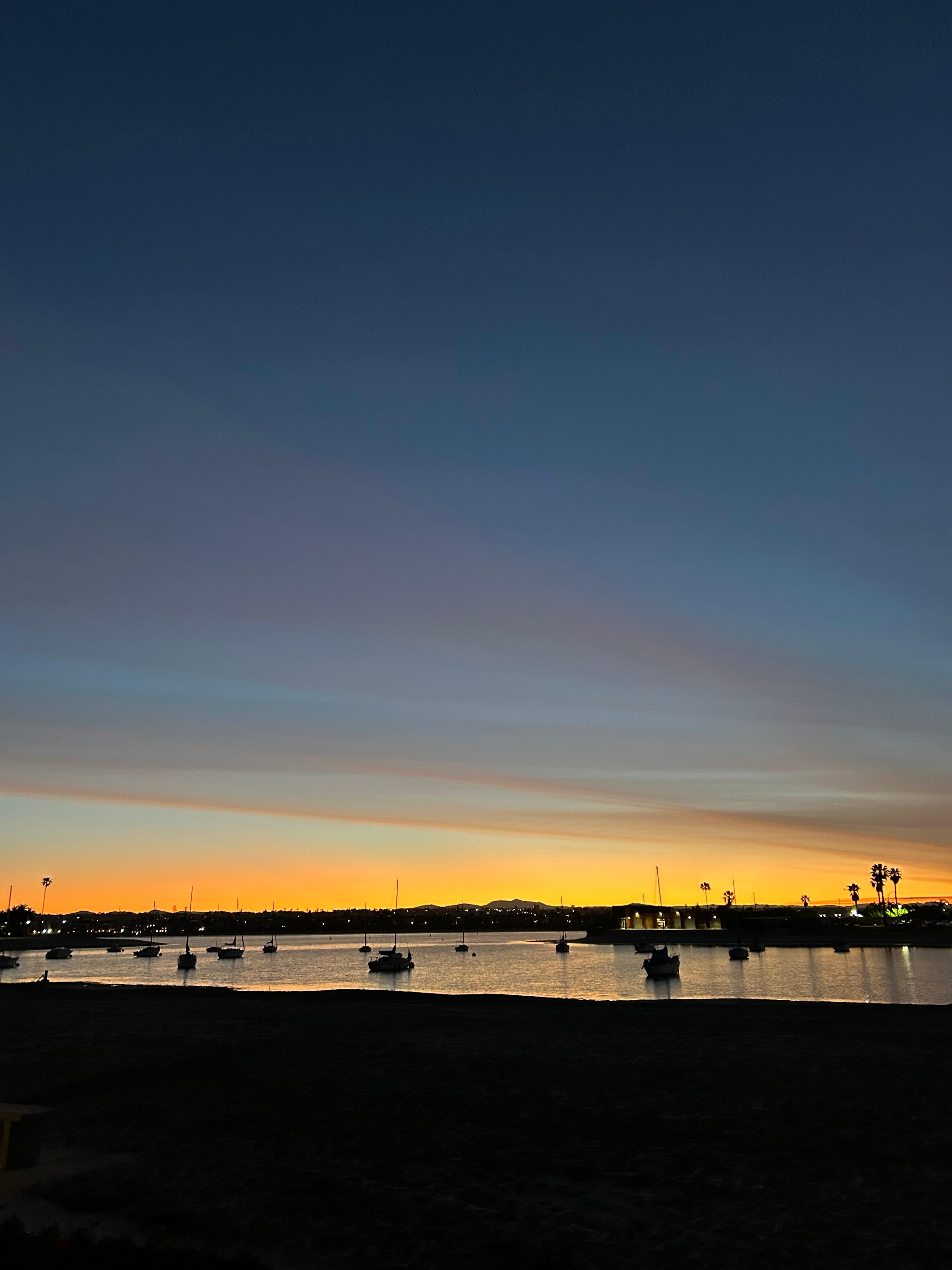 View of the sunrise over the bay