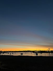 View of the sunrise over the bay