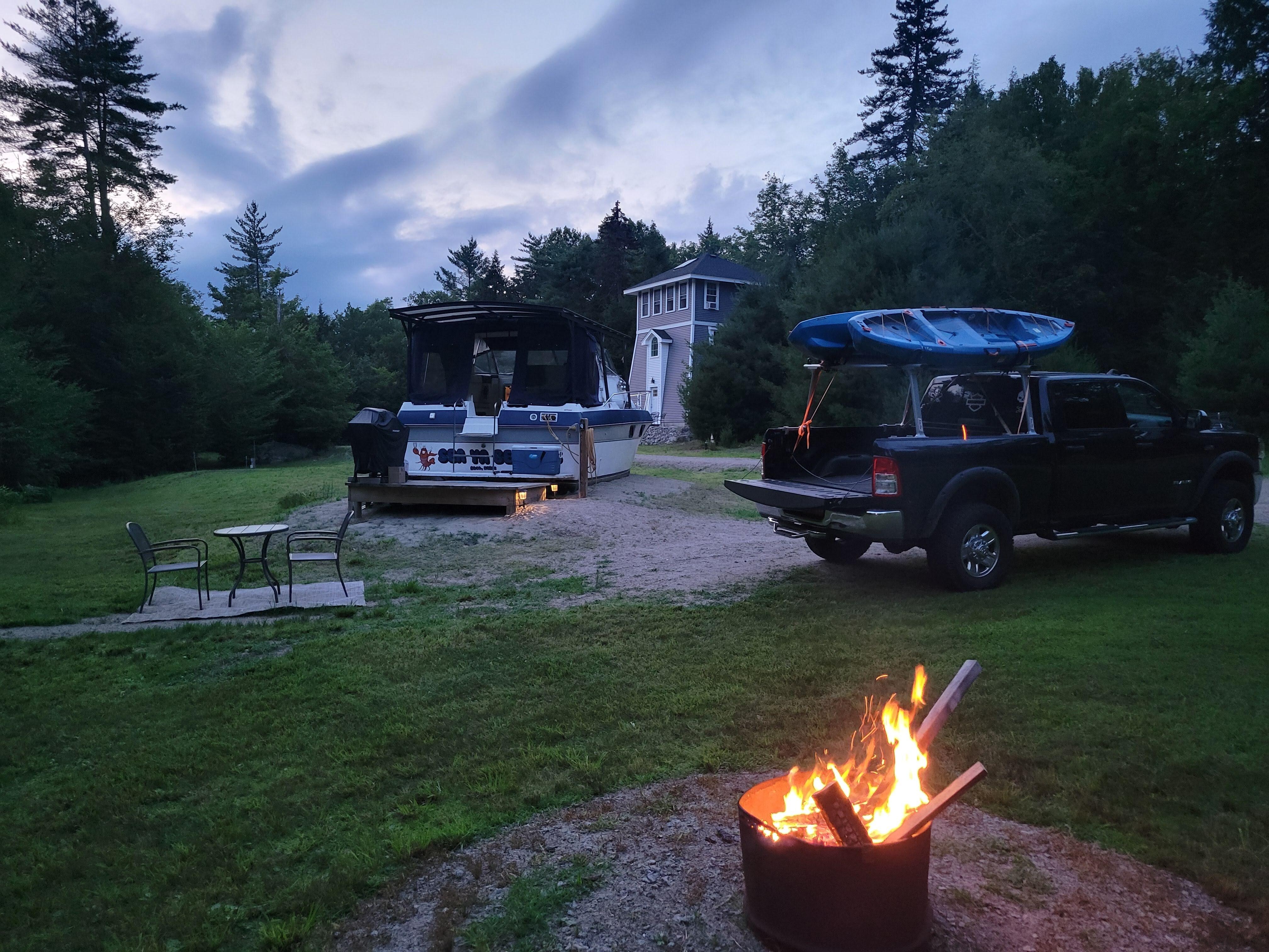 The view from the firepit as the sun starts to set.