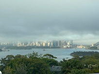 Early morning mist seen from our breakfast table in Mi Gal restaurant