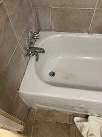 Stains and very unclean around the tub.