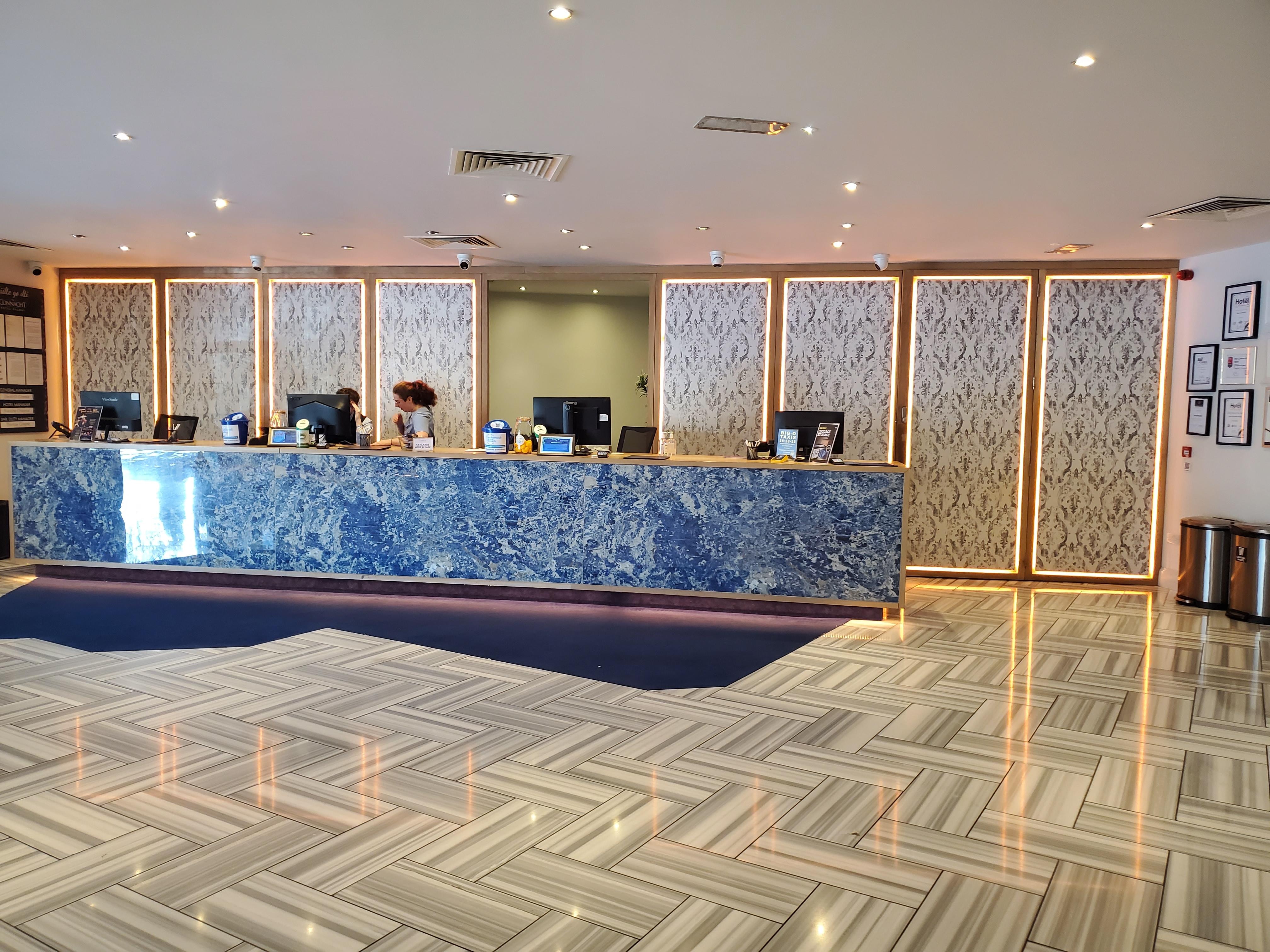 Modern front desk and lobby