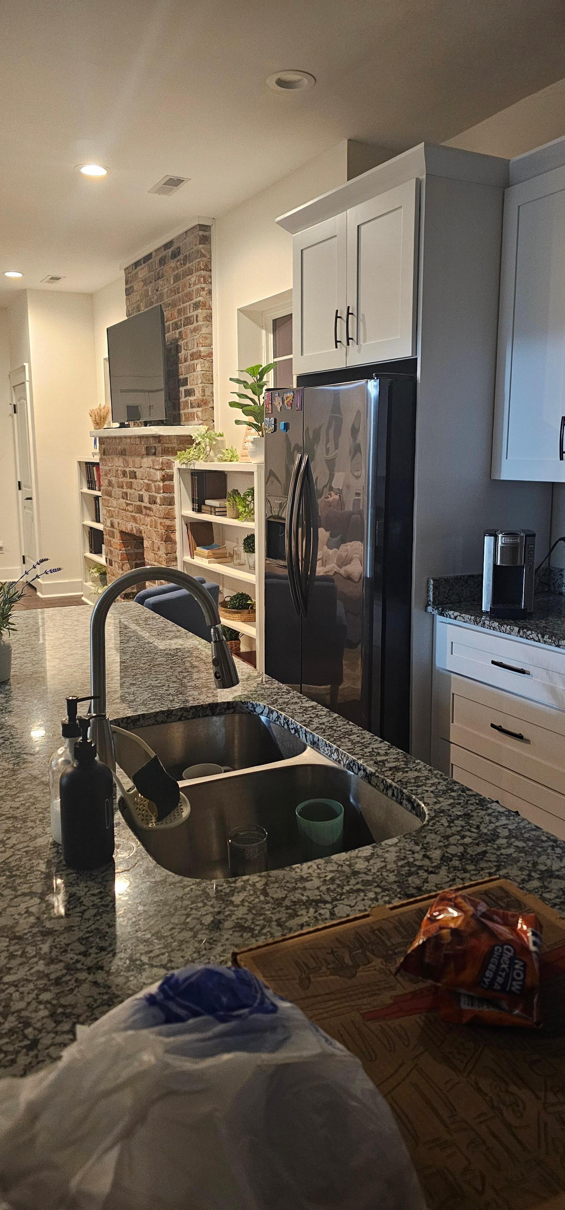 Large kitchen, open space to dining and living room. 