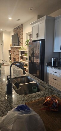 Large kitchen, open space to dining and living room.