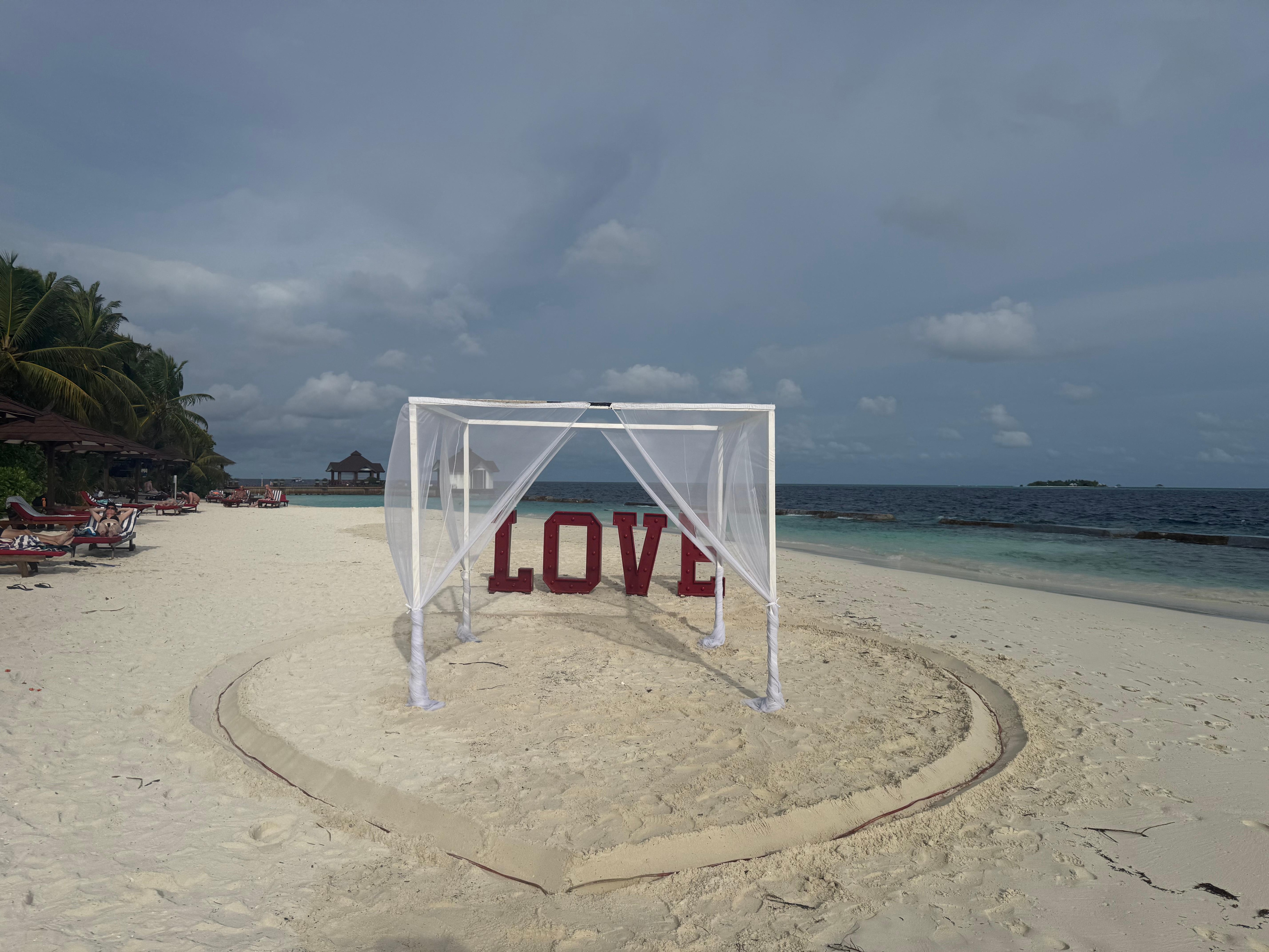 Romantic meal on beach set up