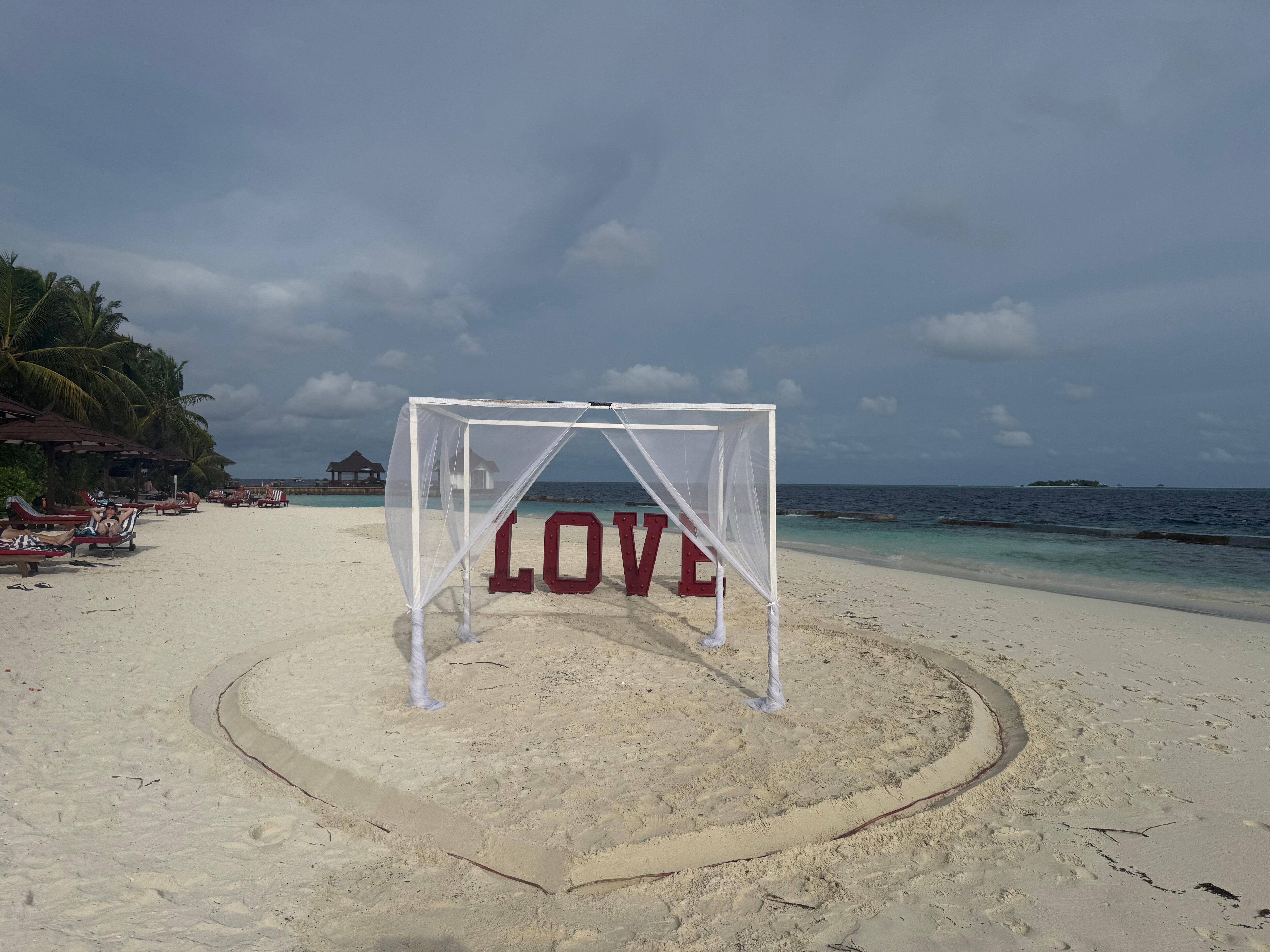 Romantic meal on beach set up
