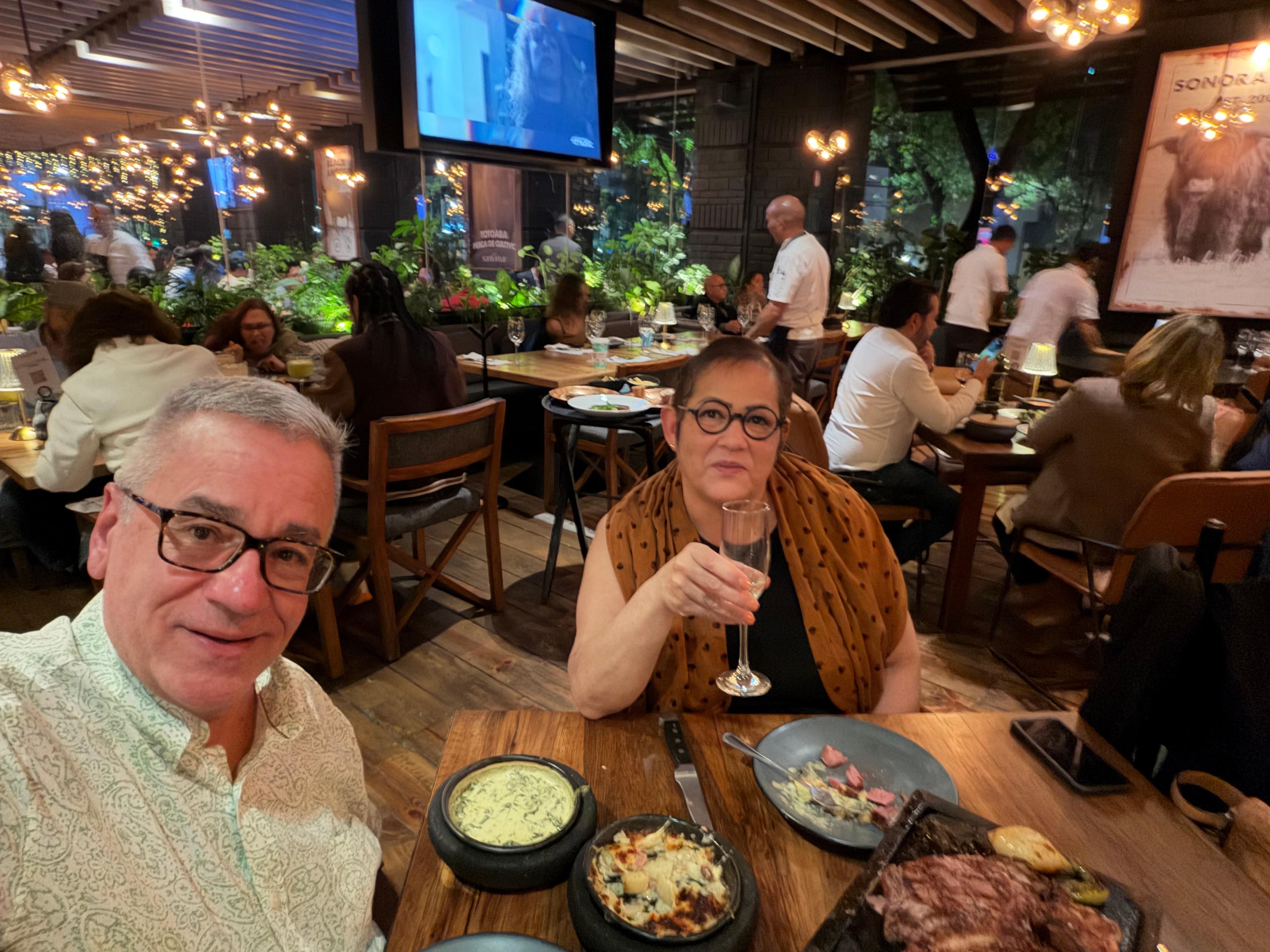 Having a great steak dinner at Sonora Grill.