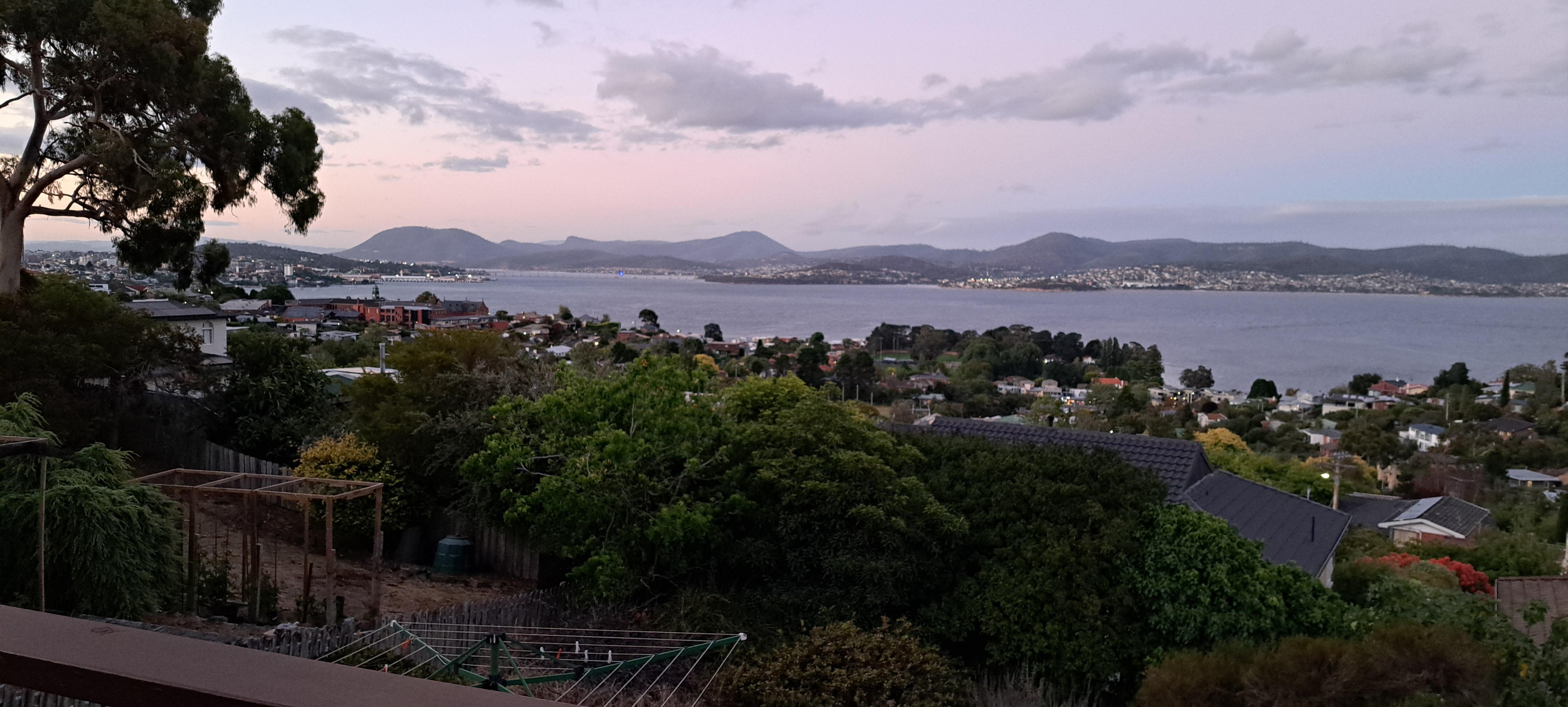 Overlooking Hobart & harbour from house balcony