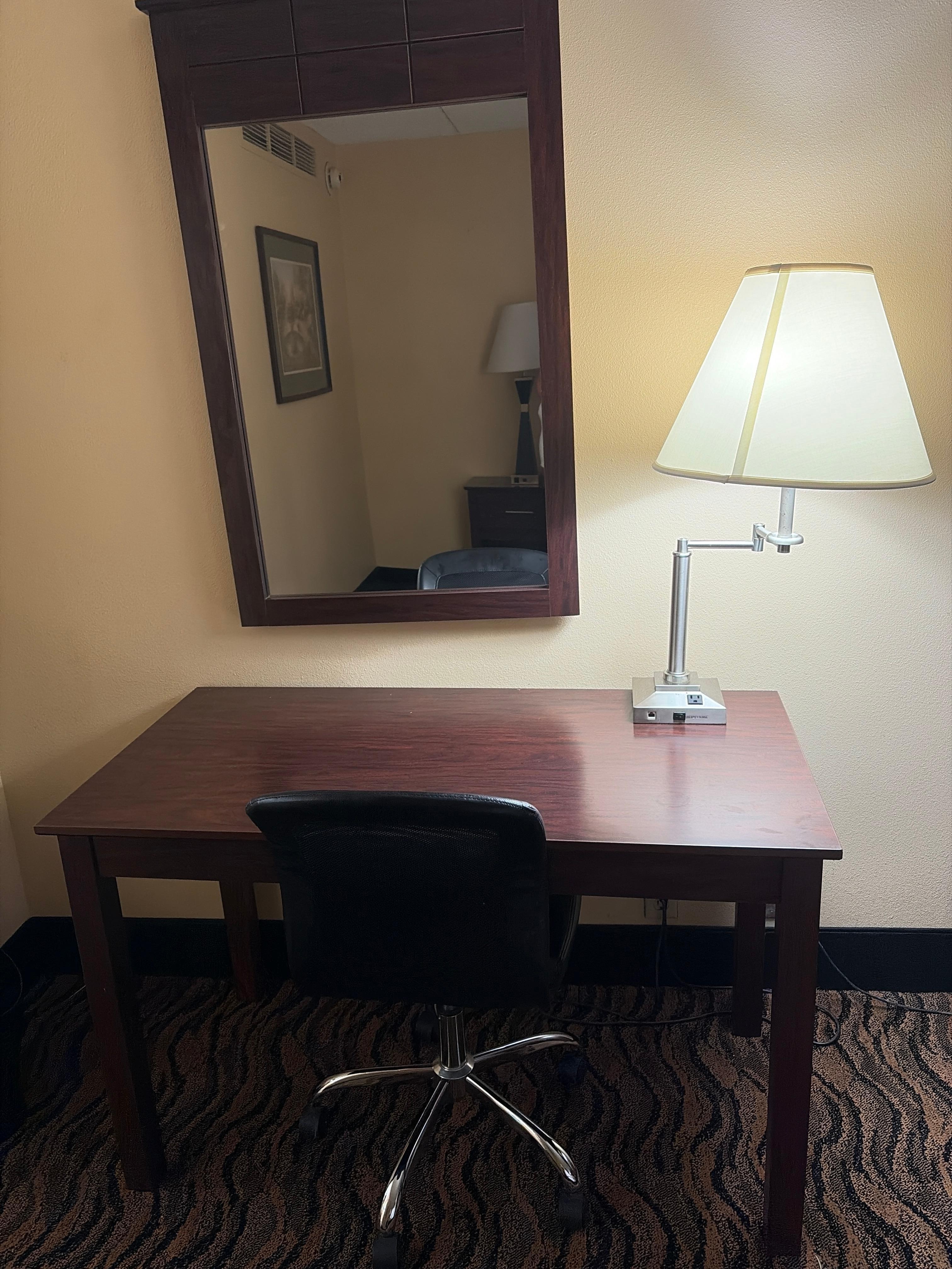 Desk, chair & large mirror