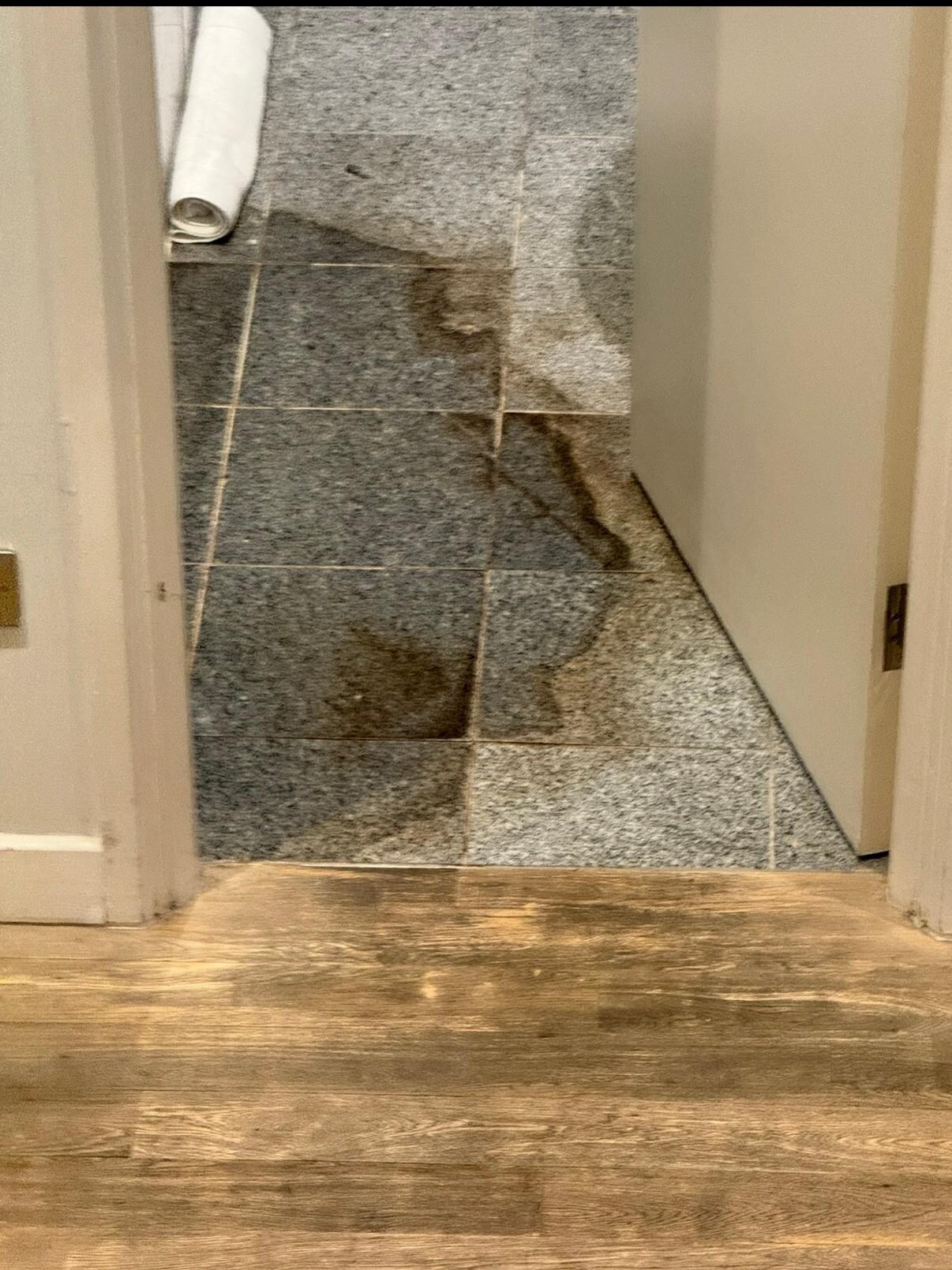 Stained tile in bathroom 