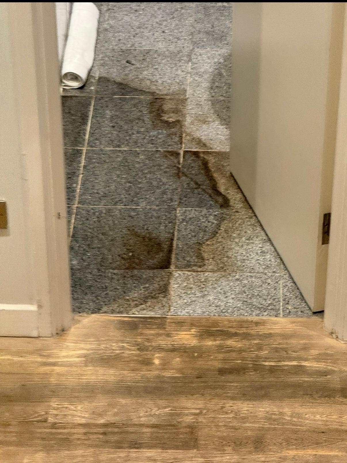 Stained tile in bathroom