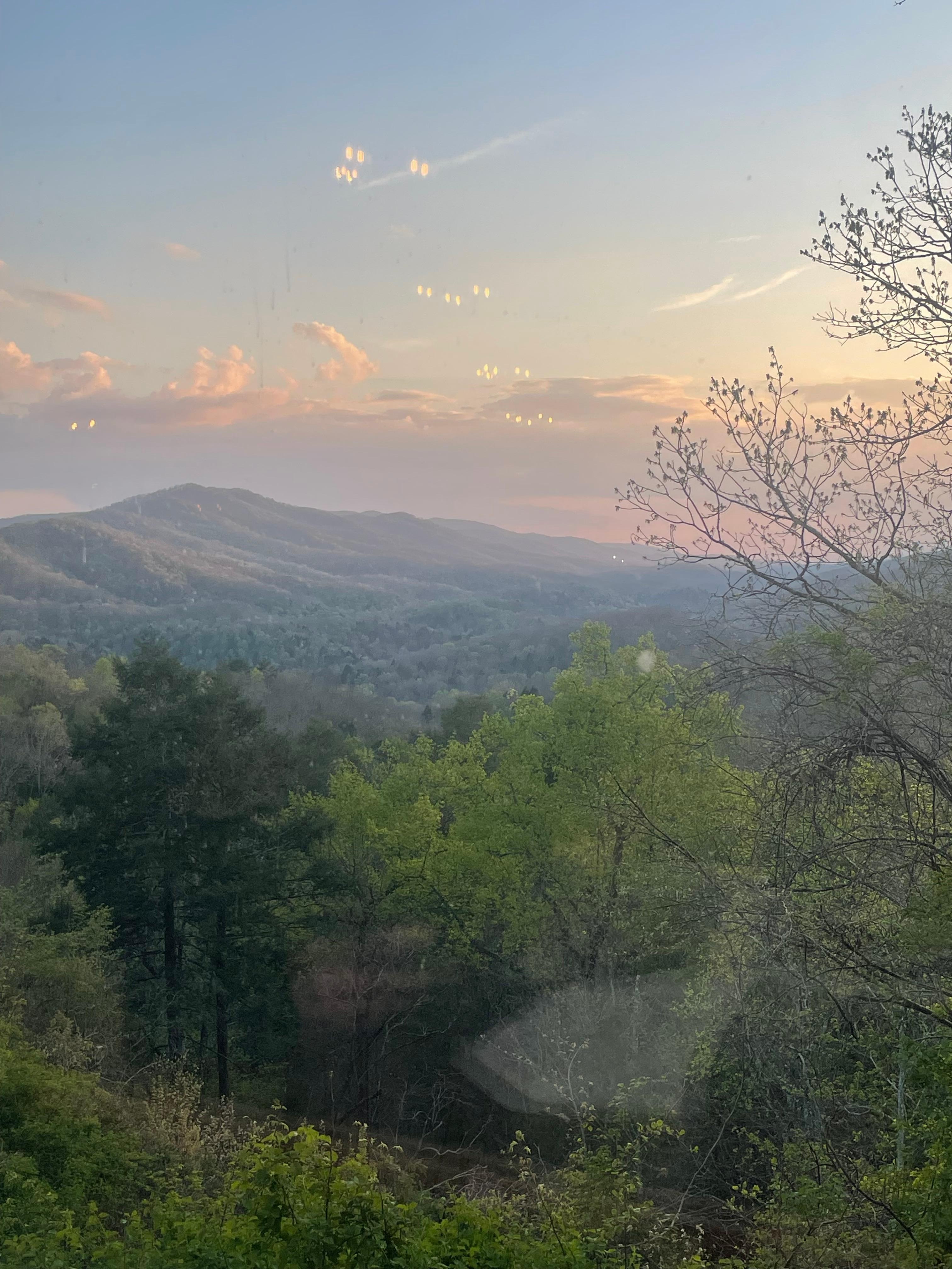 Sun set view from the restaurant area. (Lights are just a reflection off the glass window)