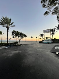Front of the hotel- water across the street