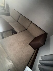 Look here sofa stained