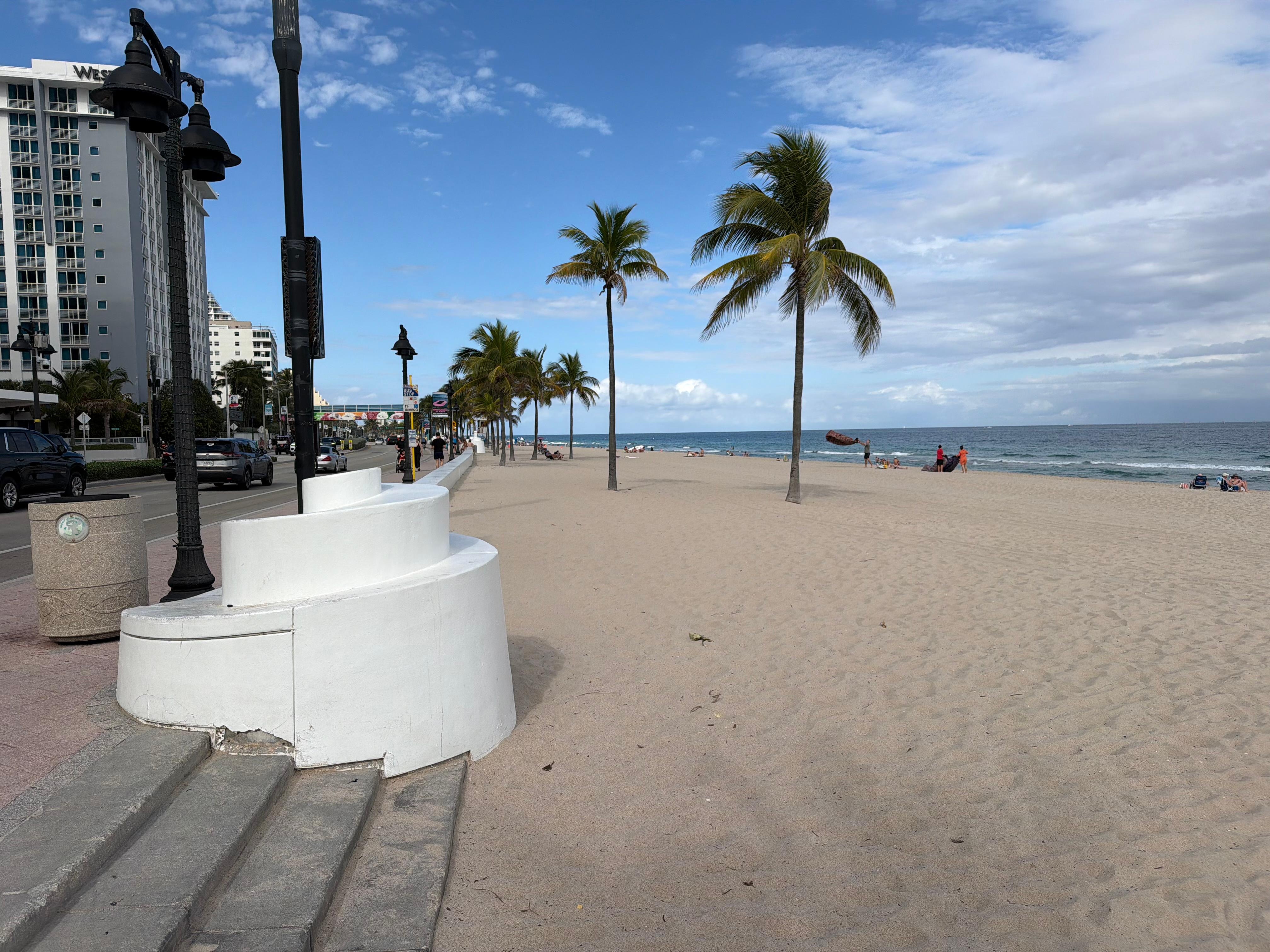 And right across the street from the café hundred yards from the hotel is beach