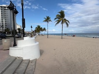 And right across the street from the café hundred yards from the hotel is beach