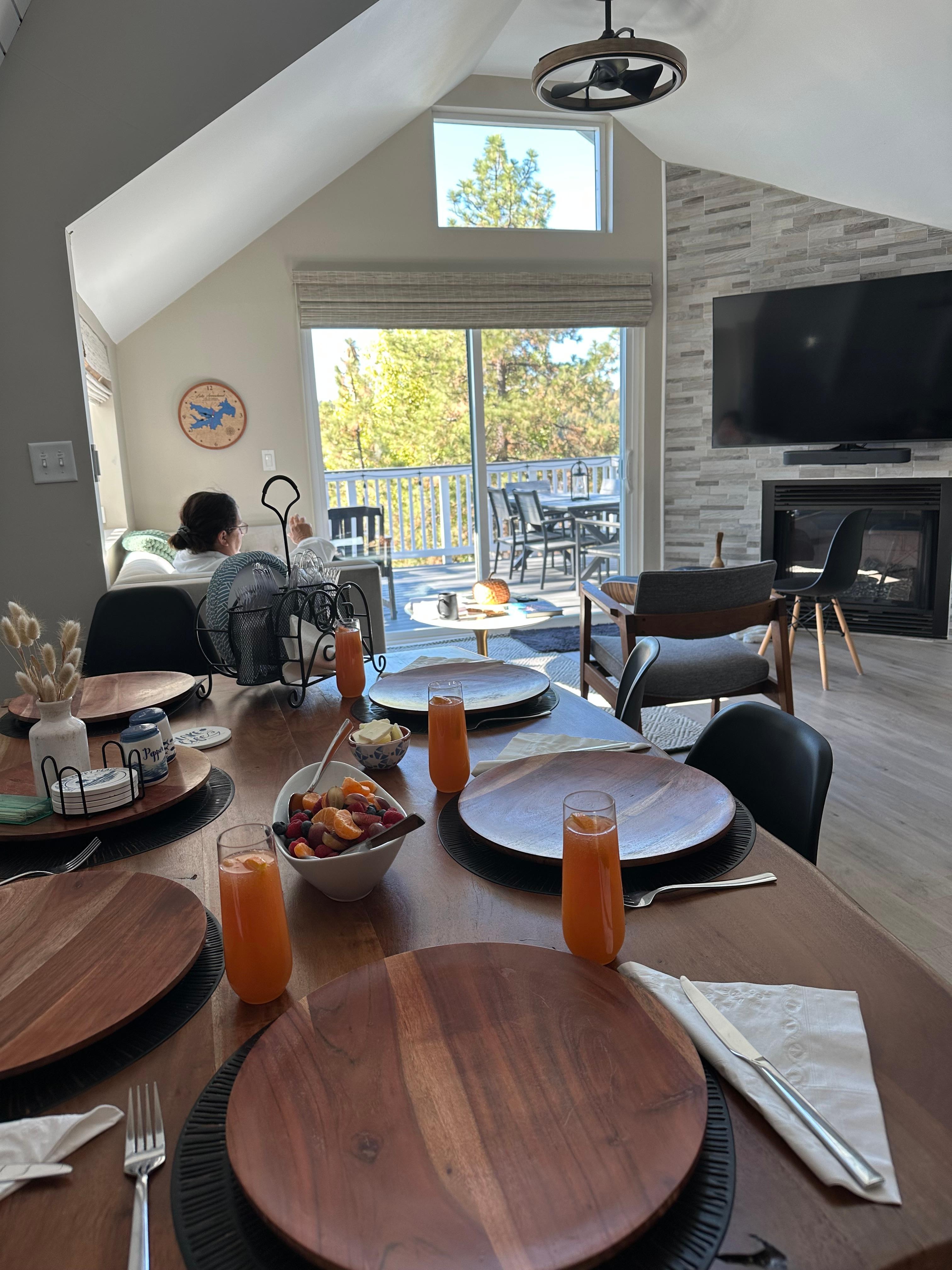 Inside main living area. Clean and bright. Played games at the table