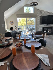 Inside main living area. Clean and bright. Played games at the table