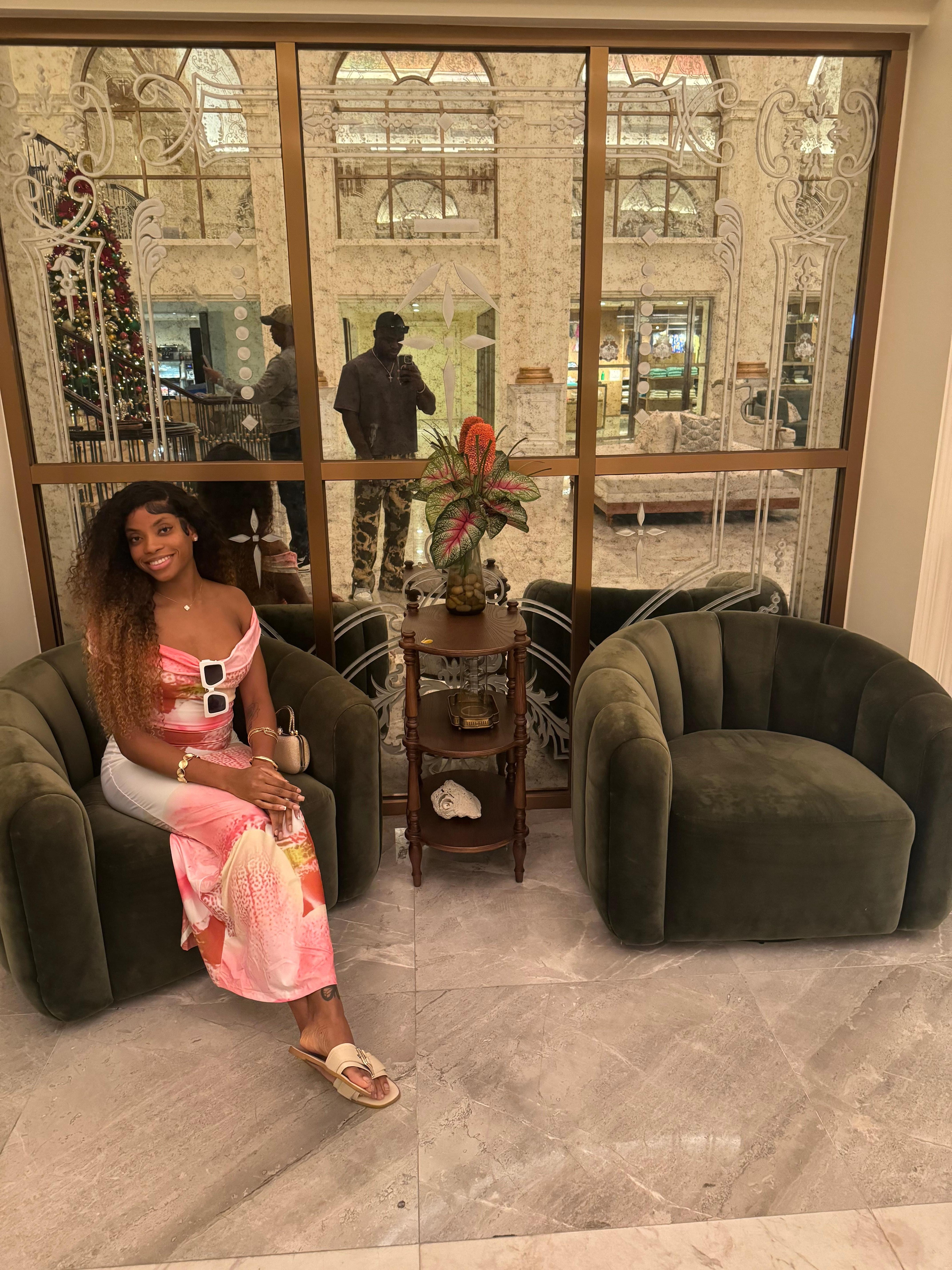 Took a picture in the hotel lobby