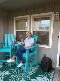 Enjoying a drink on the patio.