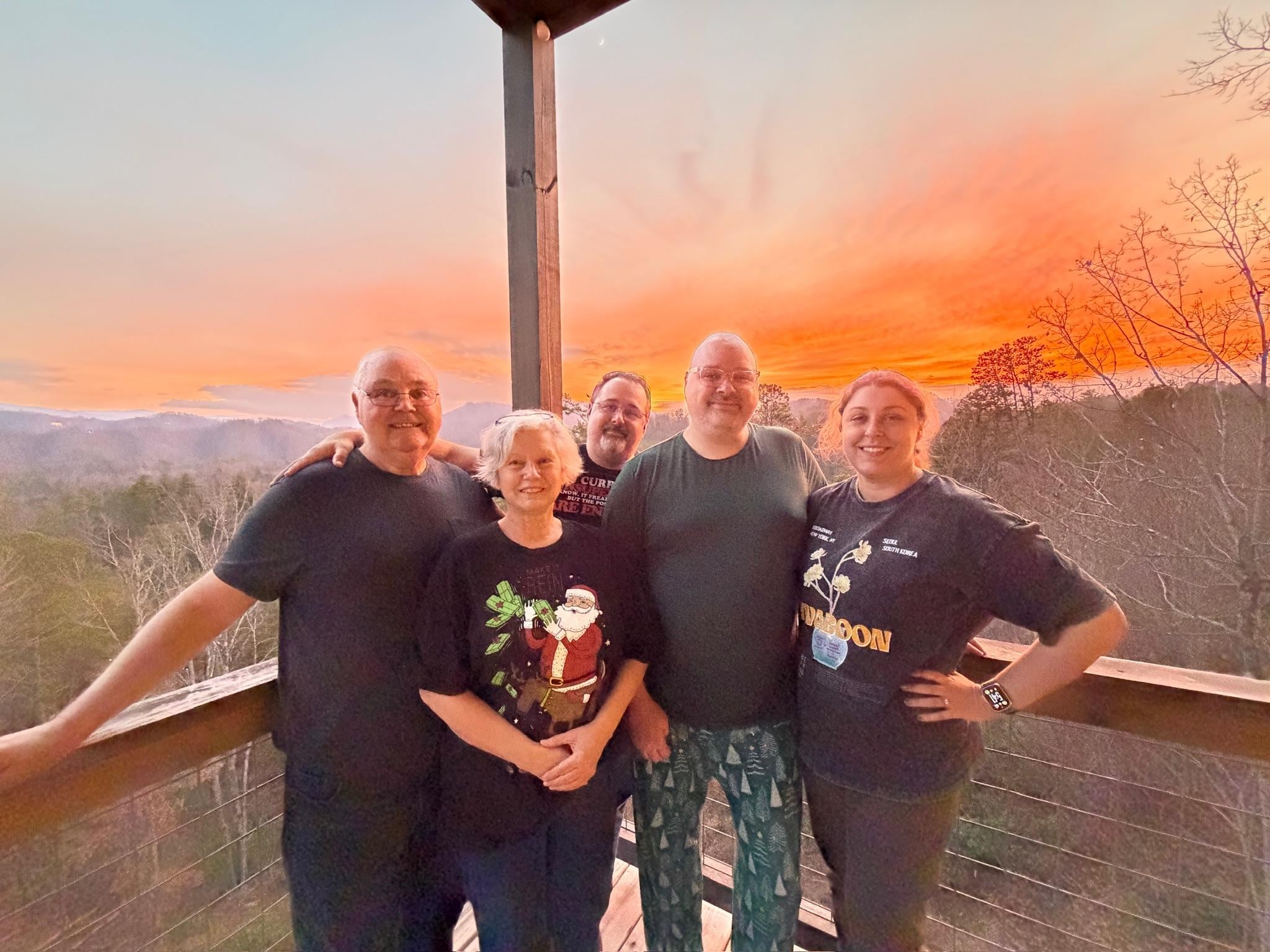 Beautiful family photos at sunset from the deck.