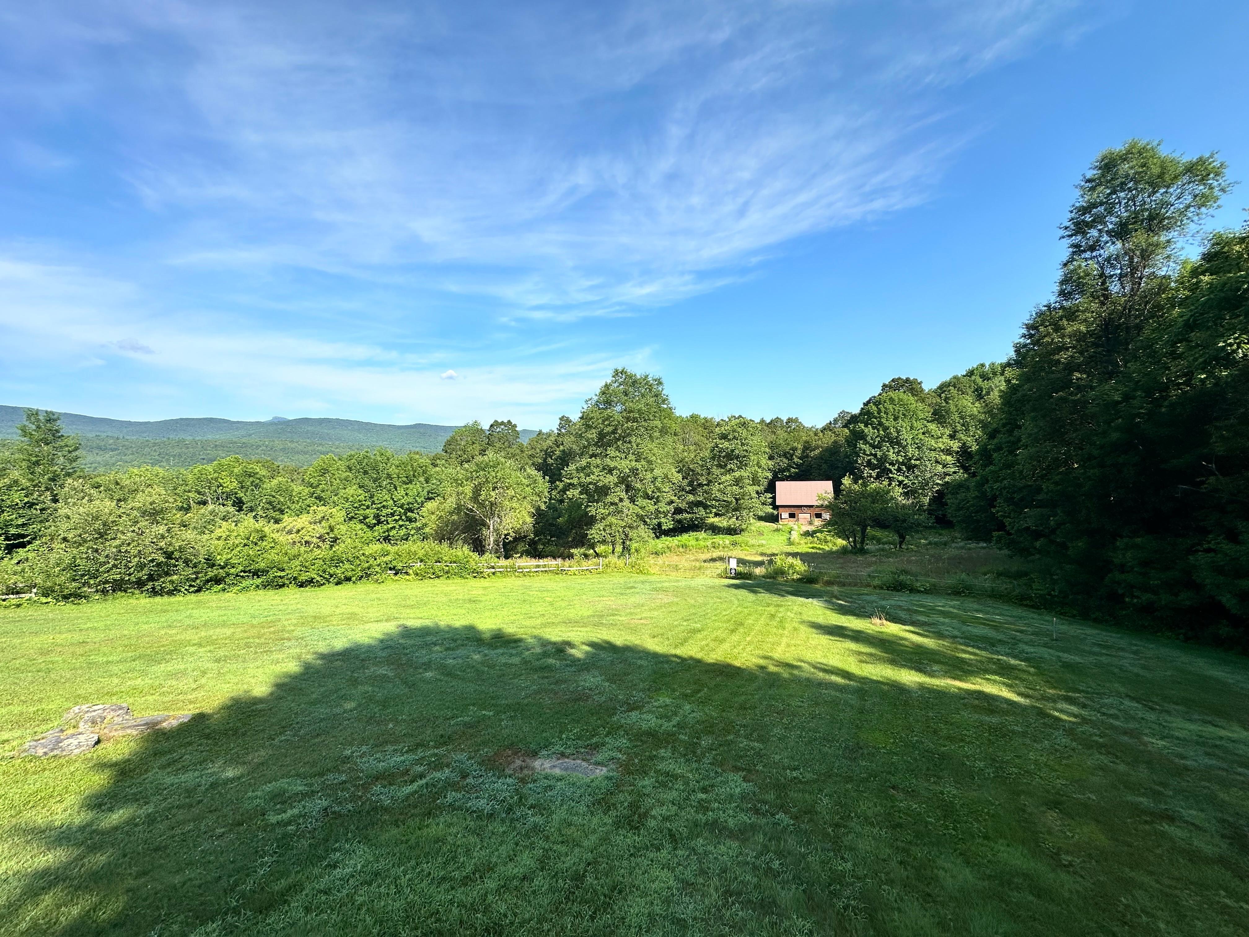 Looking out towards the horse barn and Camels Hump