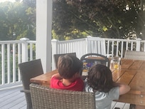 Mikey and his cousin Jack enjoying the balcony