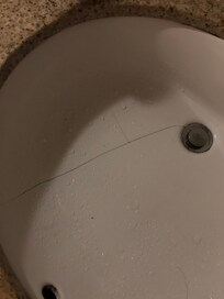 Crack in the sink… means bacteria collect. Do not fill sink and use that water, even to wash.