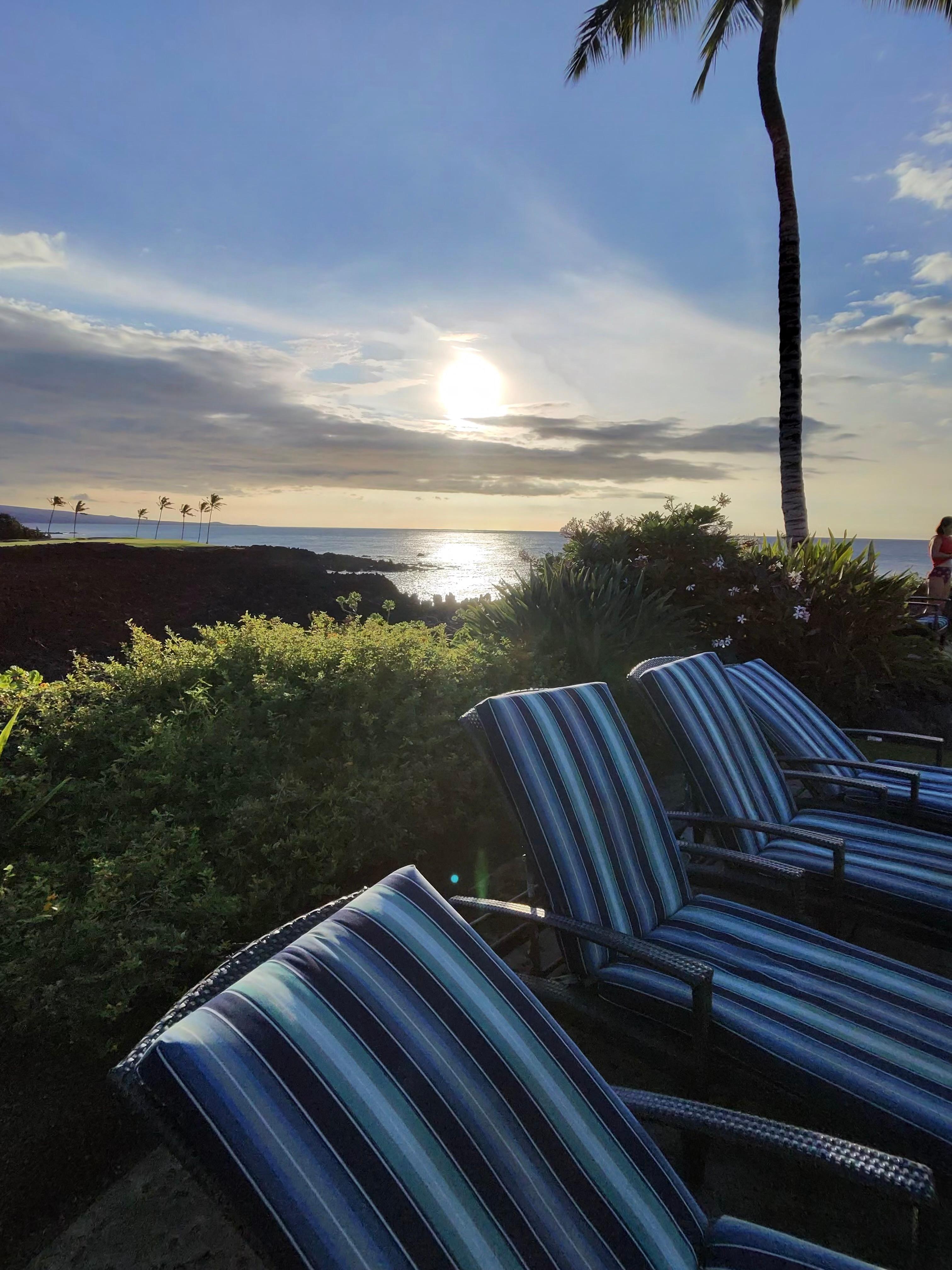 View from the pool deck at sunset. 