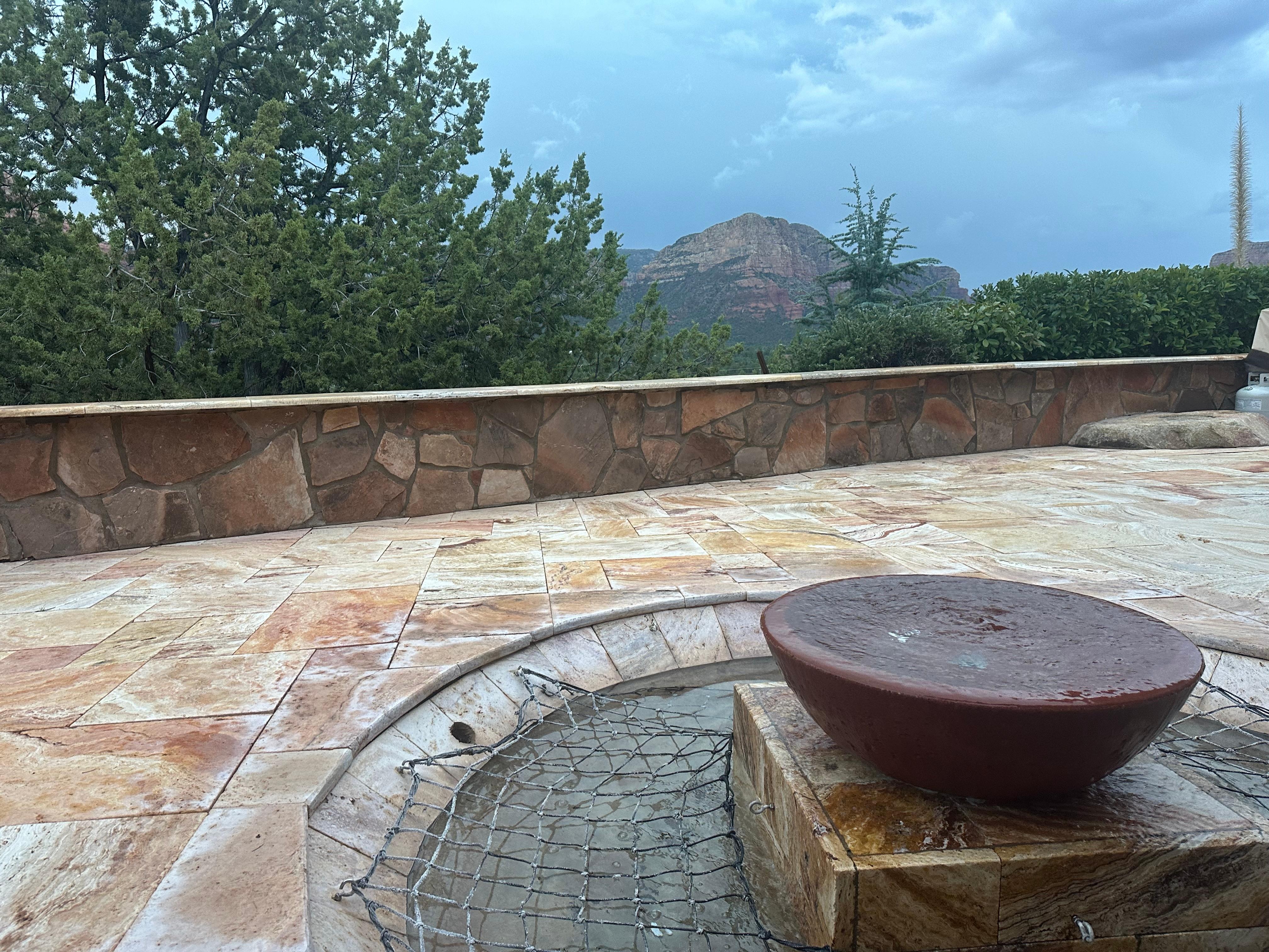 The fountains added to the environment,