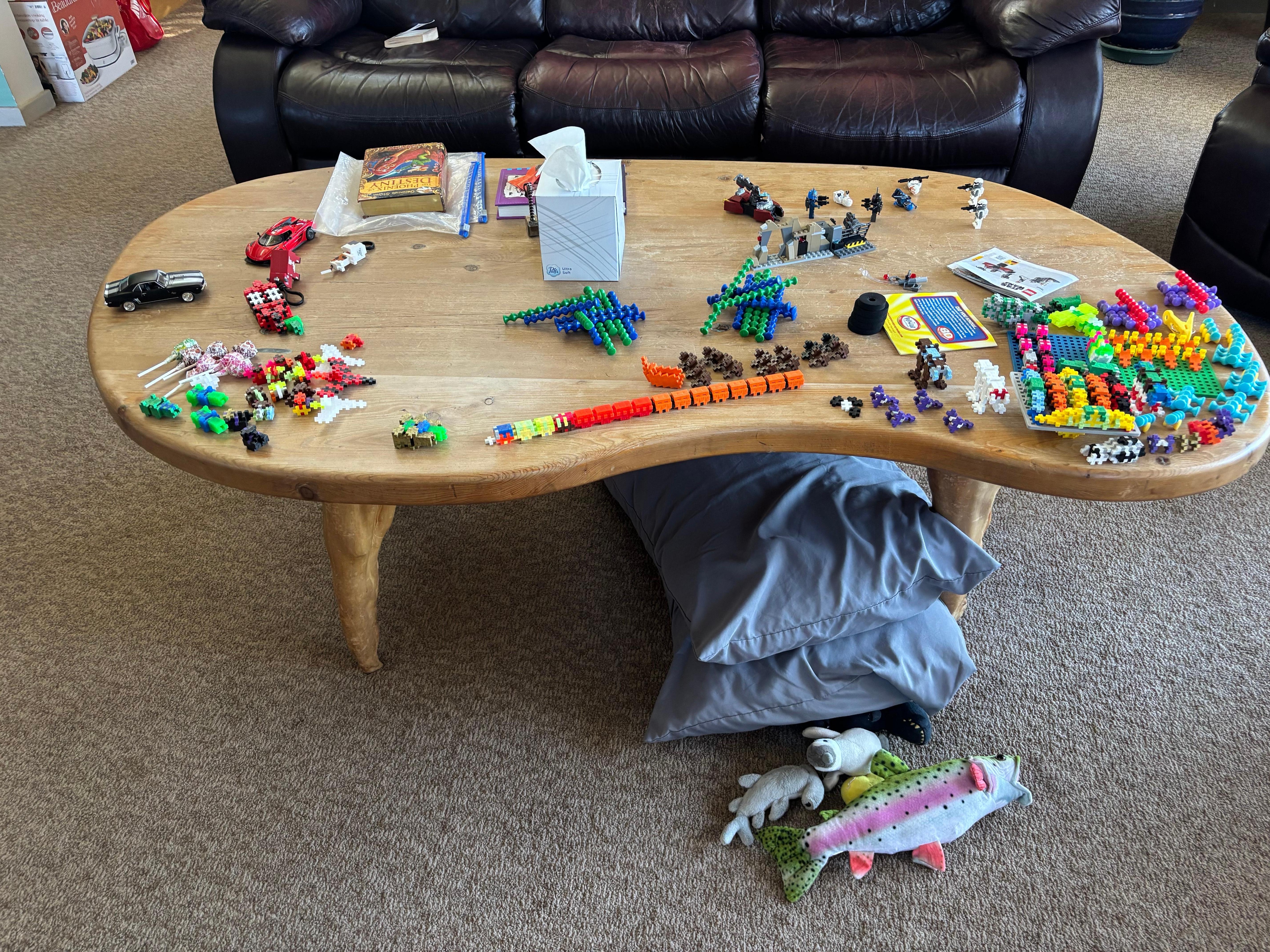 Our boys loved the oversized coffee table and made good use of it! Very spacious living room.