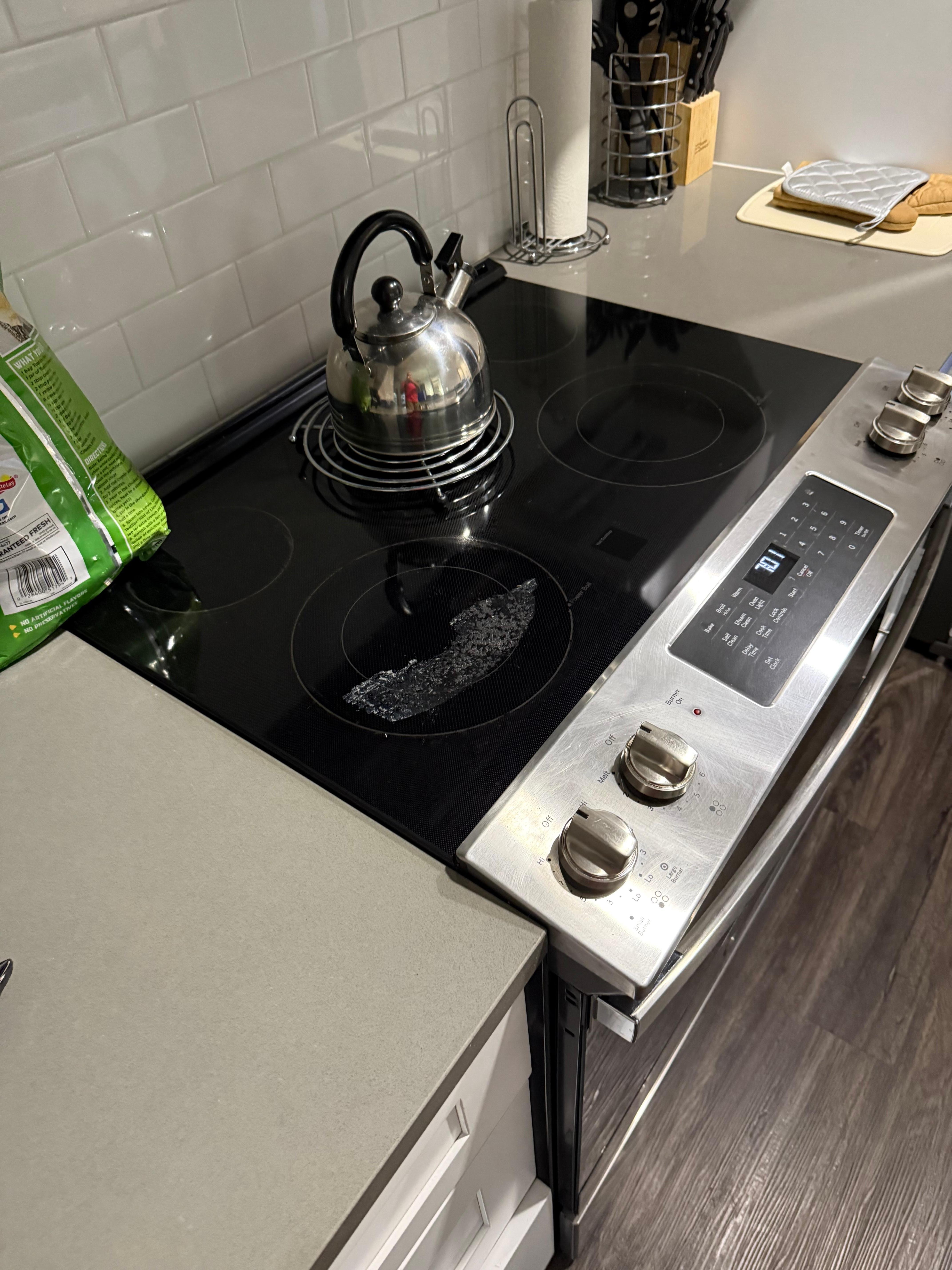 Stove had some sort of plastic burn on it