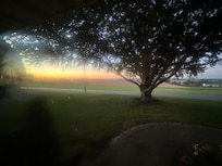 View out the front door at dawn