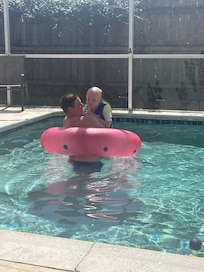 Fun pool time with dad