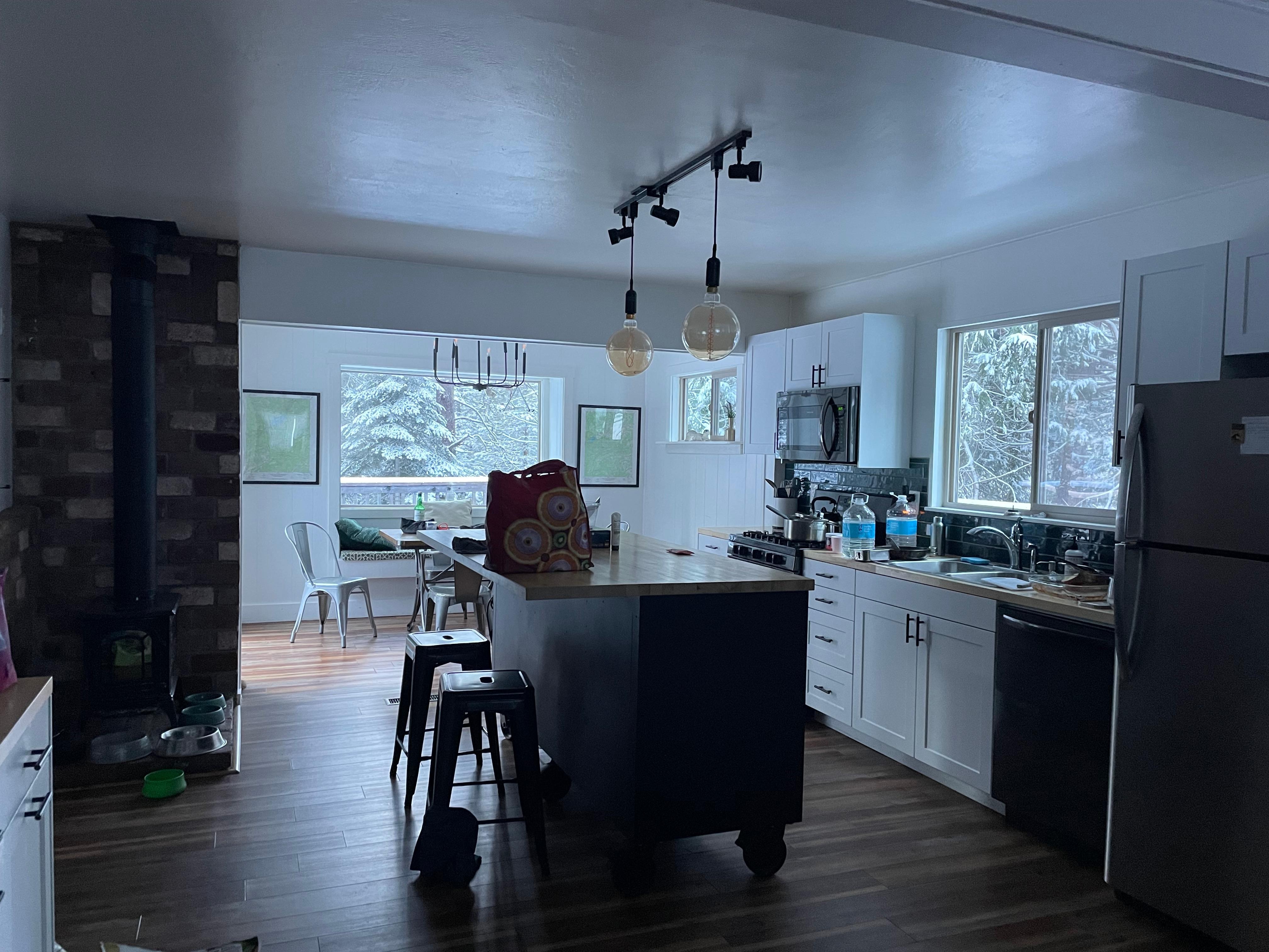 Beautiful view l of the snowy trees just out the window!