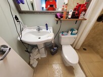 Bathroom with no counter space.